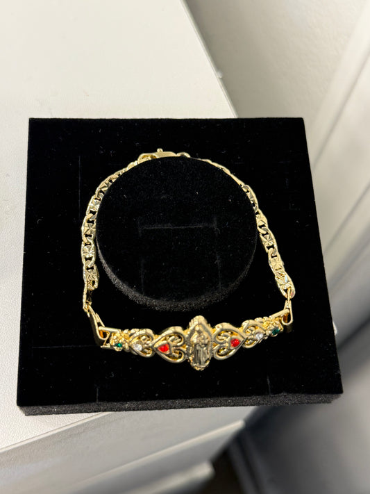 Gold plated Virgin Mary bracelet