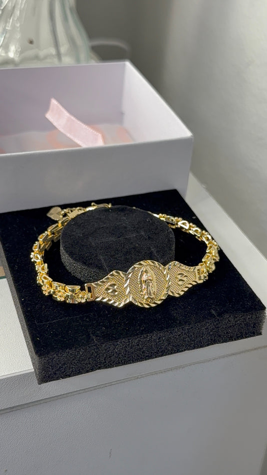 14k gold plated Virgin Mary bracelet