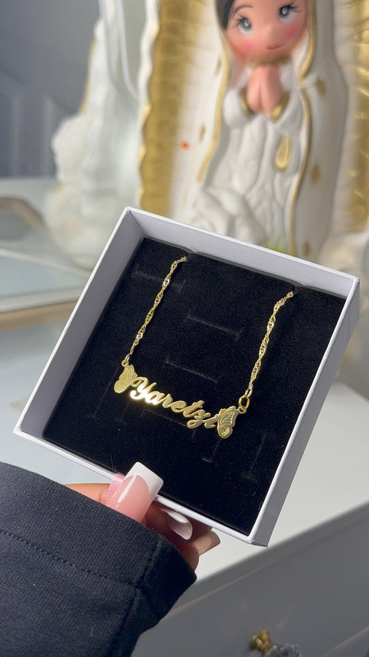 Personalized butterfly name necklace
