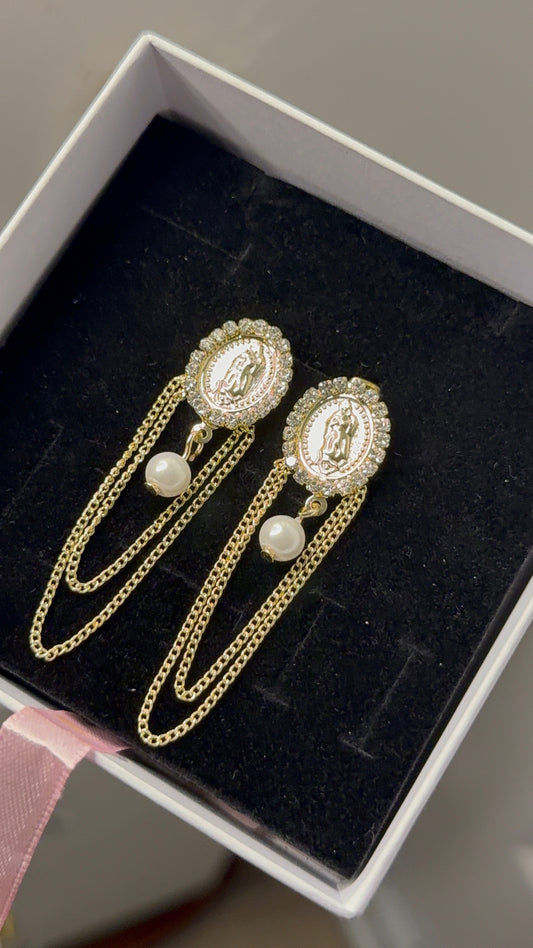 Gold Virgin Mary earrings