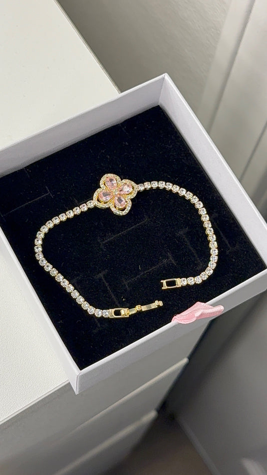 Pink clover bracelet