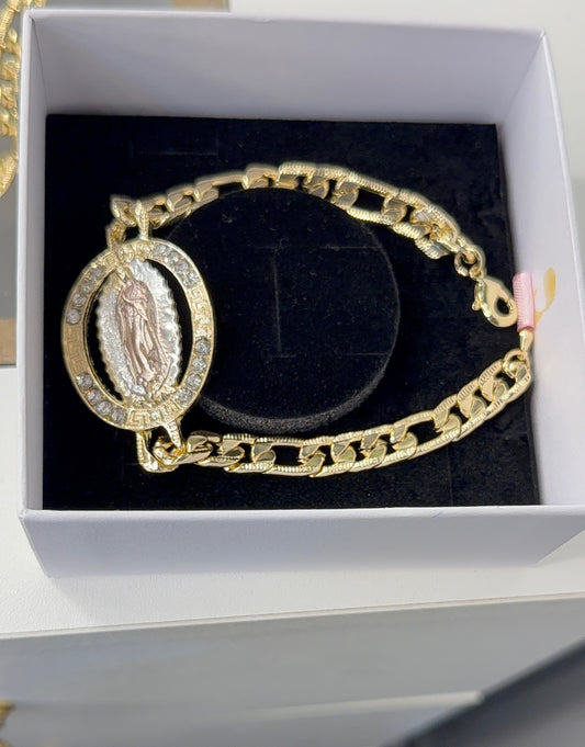 White stone Virgin Mary bracelet