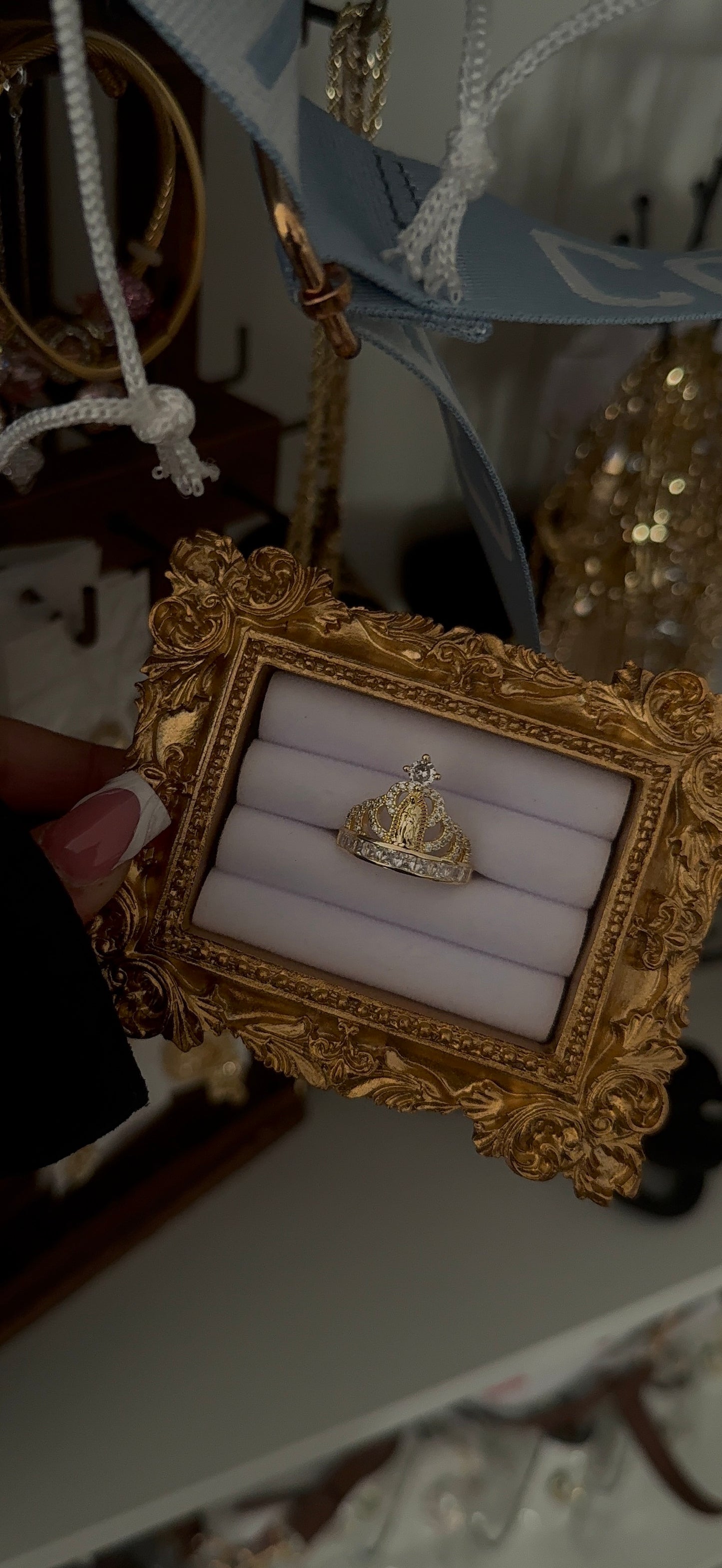 Adjustable Virgin Mary crown ring