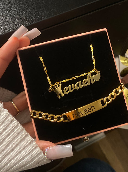 Personalized name necklace & bracelet set
