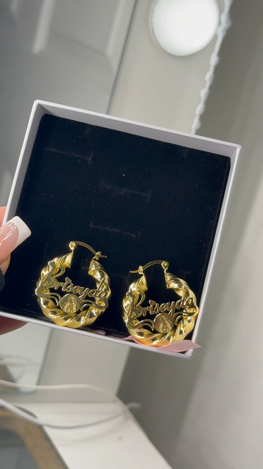 Personalized virgencita name earrings