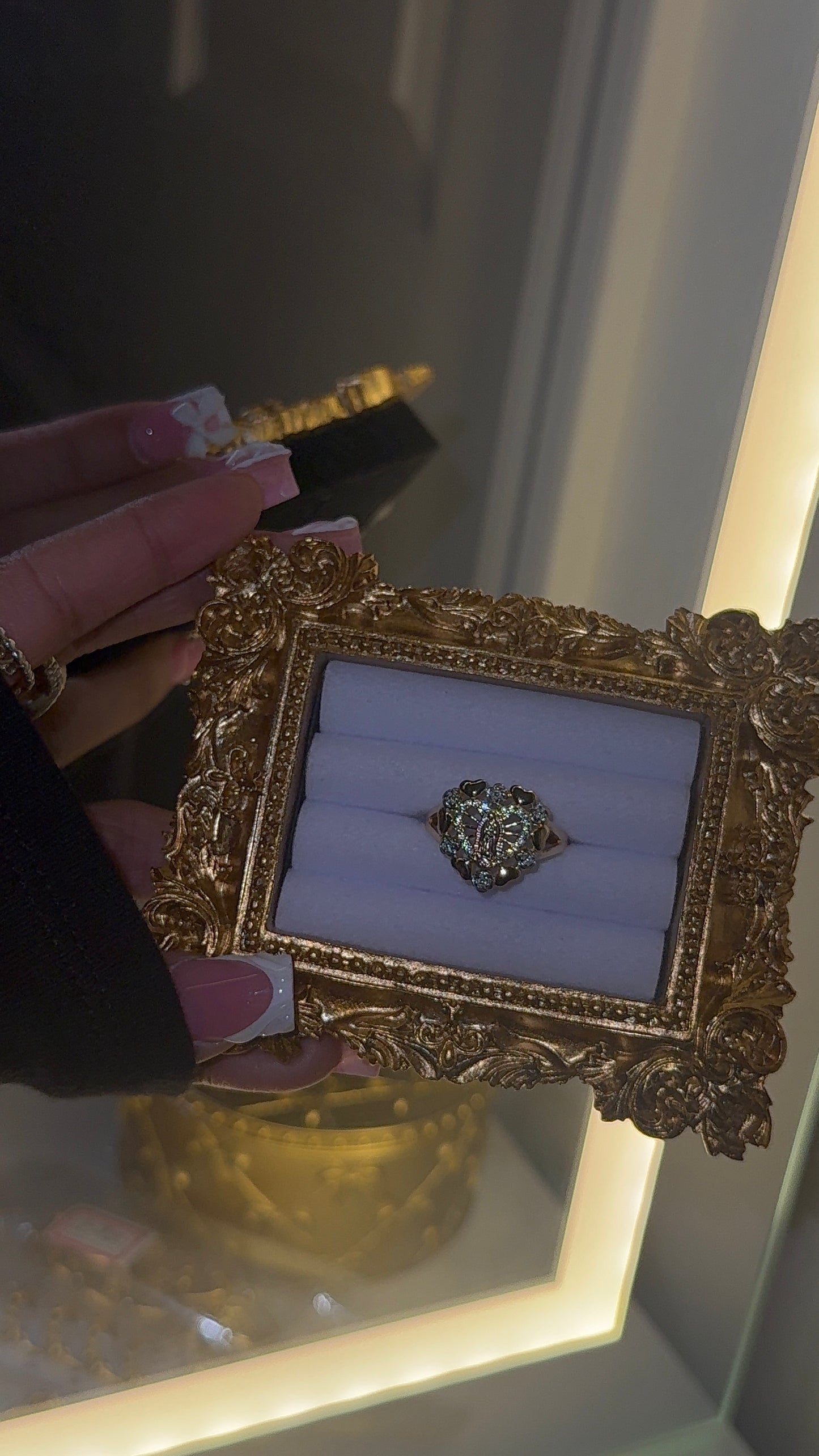 Tricolor virgencita heart ring