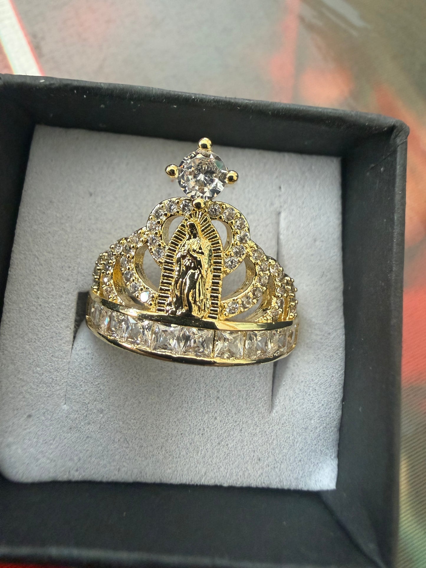 Adjustable Virgin Mary crown ring