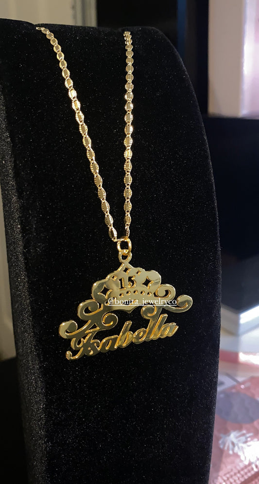 14k gold plated personalized name necklace  for QUINCEAÑERA