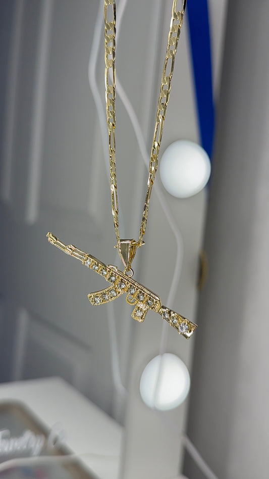 14K gold plated Pistola necklace