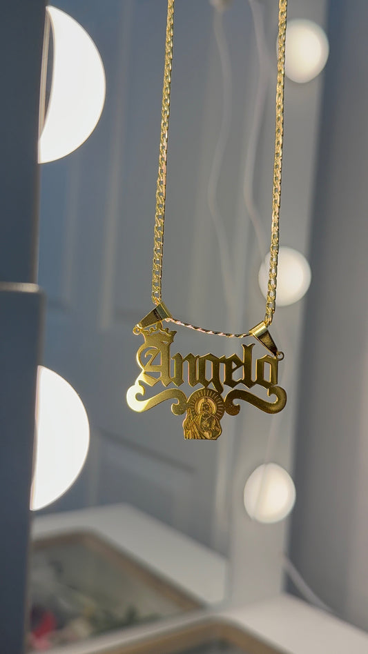 14K gold plated / stainless steel san Judas personalized name necklace